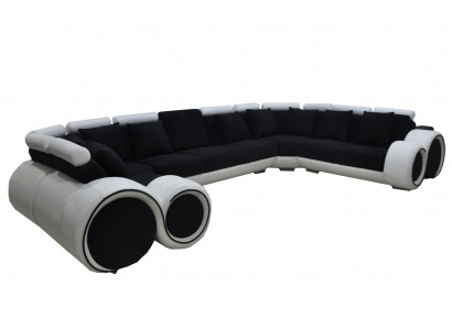 Corner Leather Modern XXL Couch Living Landscape Leather Sofa U-shape A1163 with USB