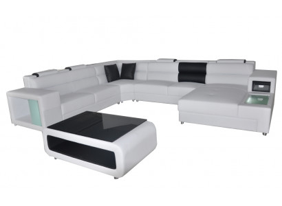 Design leather upholstered corner leather seating sofa cushion corner living landscape room new