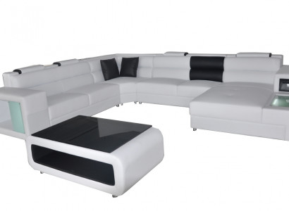 Design leather upholstered corner leather seating sofa cushion corner living landscape room new