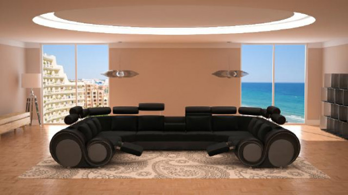 Designer XXL living landscape sofa couch upholstery set corner sofa textile fabric new