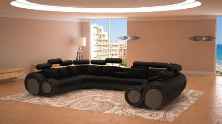 Designer XXL living landscape sofa couch upholstery set corner sofa textile fabric new