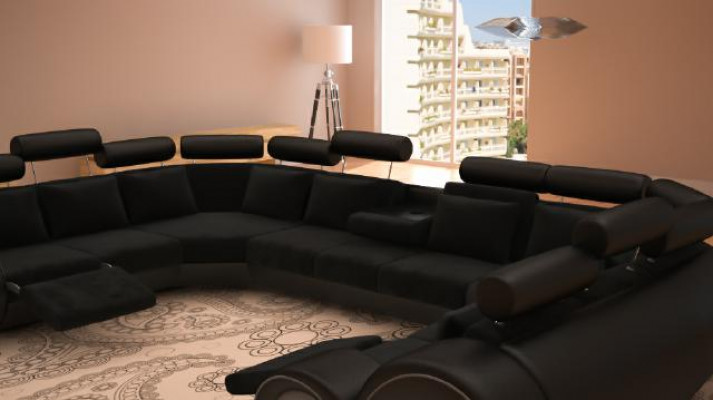 Designer XXL living landscape sofa couch upholstery set corner sofa textile fabric new