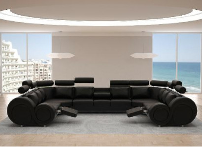 Sectional sofa leather sofa upholstered couch XXL big living landscape leather sofa sofa Berlin 6