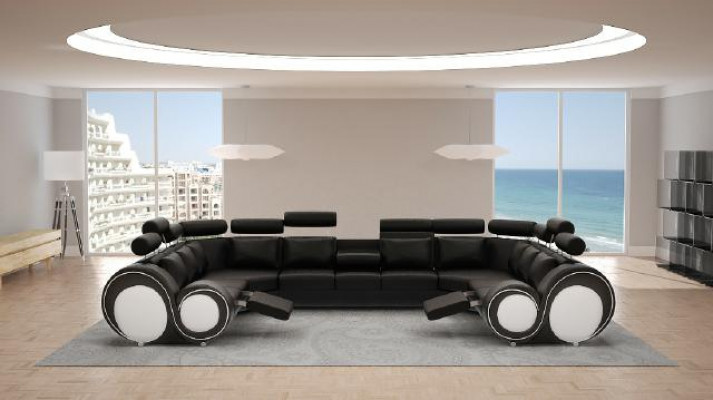 Sectional sofa leather sofa upholstered couch XXL big living landscape leather sofa sofa Berlin 6