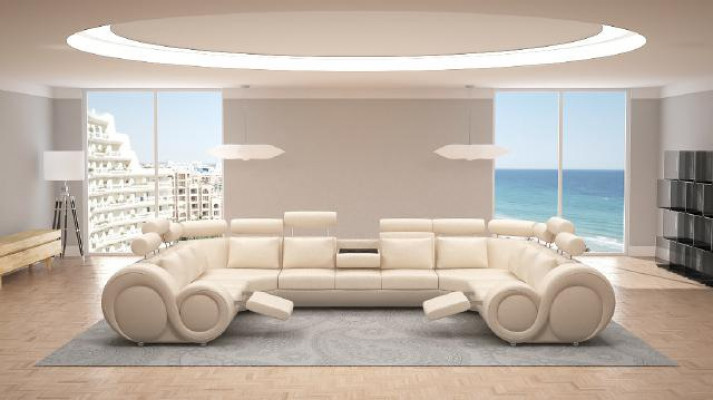 Sectional sofa leather sofa upholstered couch XXL big living landscape leather sofa sofa Berlin 6