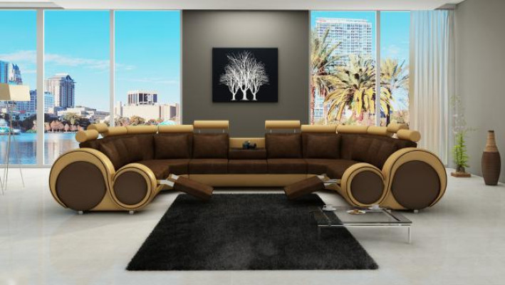 Corner sofa living space upholstery couch seat corner suite fabric leather XXL