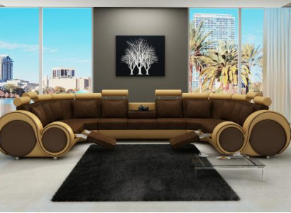 Corner sofa living space upholstery couch seat corner suite fabric leather XXL