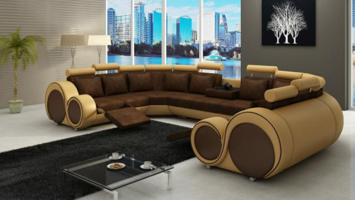Corner sofa living space upholstery couch seat corner suite fabric leather XXL