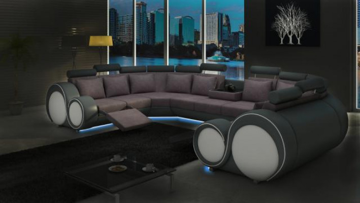 Corner sofa living space upholstery couch seat corner suite fabric leather XXL
