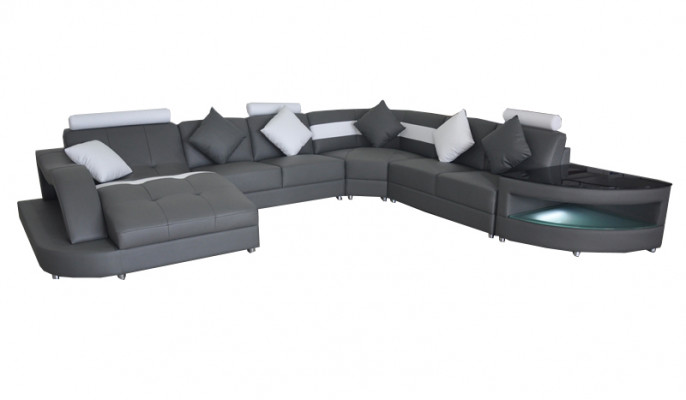 Leather sofa living landscape corner set design modern sofa with USB L6015 table