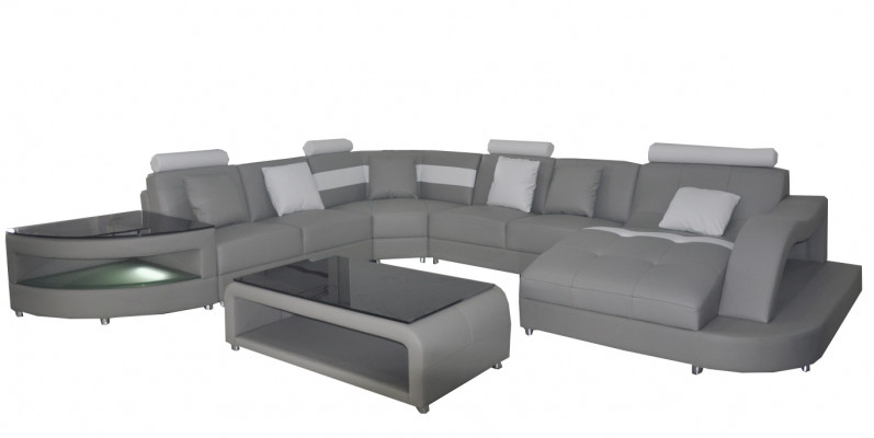 Leather sofa living landscape corner set design modern sofa with USB L6015 table