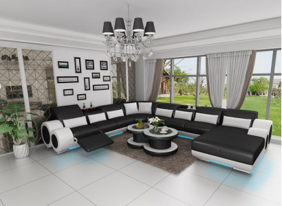 Leather sofa couch sectional corner set design modern sofa with USB
