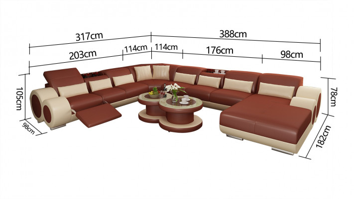Leather sofa couch sectional corner set design modern sofa with USB