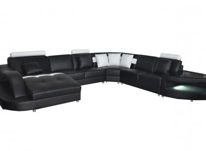 Leather Sofas Living Landscape Corner Suite Design Modern Sofa U-Shape + Table