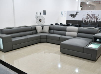 Living landscape design modern leather sofas gray new sofa U-shaped fabric sofa couch