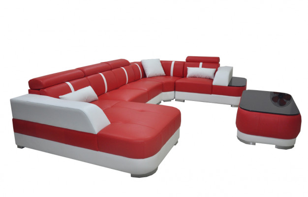 Design corner couch seat leather upholstery corner set living landscape sofa with USB