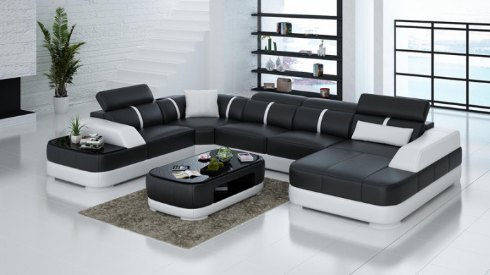Design corner couch seat leather upholstery corner set living landscape sofa with USB