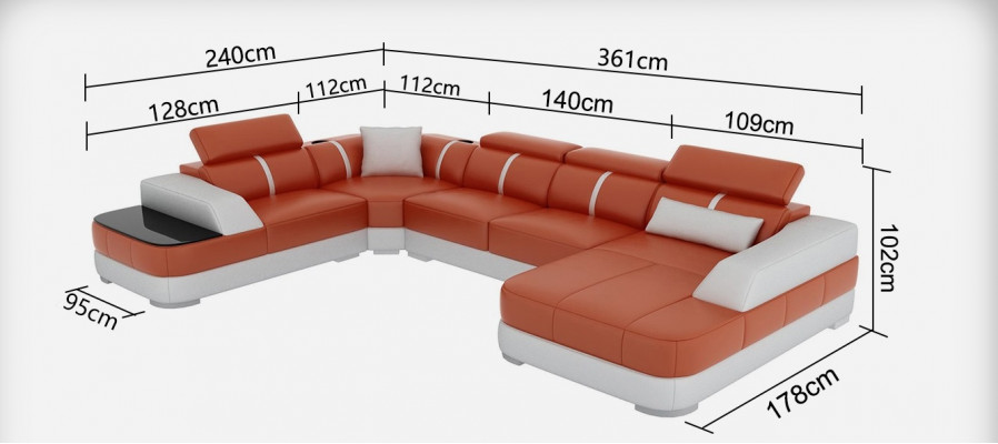 Design corner couch seat leather upholstery corner set living landscape sofa with USB