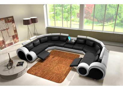 Modern sofa set corner seating area leather couch living landscape USB sofa