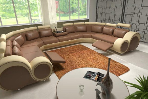 Modern sofa set corner seating area leather couch living landscape USB sofa