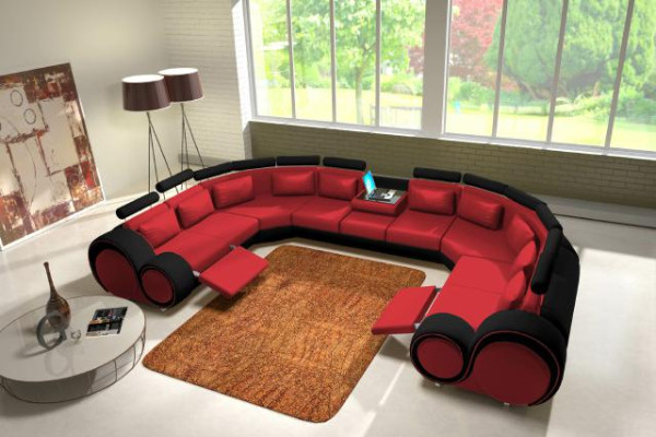 Modern sofa set corner seating area leather couch living landscape USB sofa