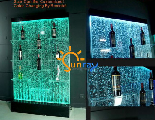 Counter Shelves Designer Illuminated LED Water Wall Bar Shelf Column