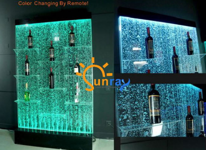 Counter Shelves Designer Illuminated LED Water Wall Bar Shelf Column
