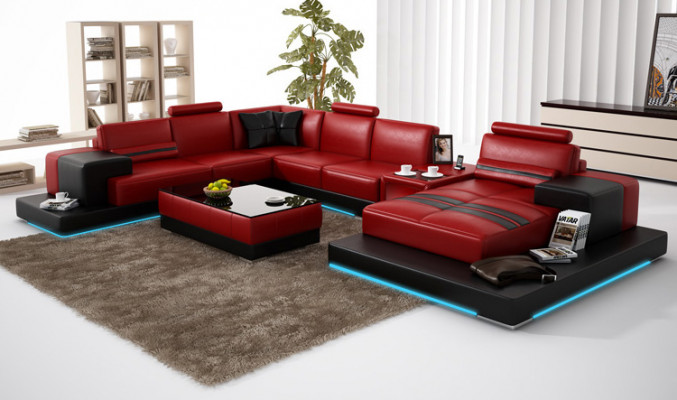 Leather sofa couch living area corner sofa corner suite modern design sofa + USB