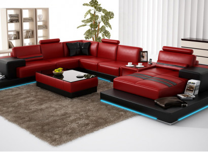 Leather sofa couch living area corner sofa corner suite modern design sofa + USB