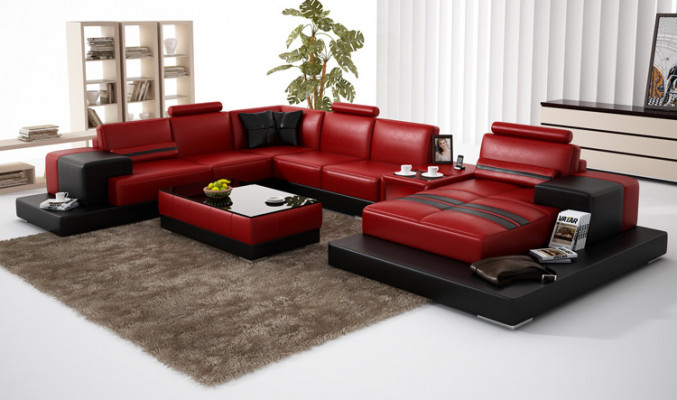 Leather sofa couch living area corner sofa corner suite modern design sofa + USB