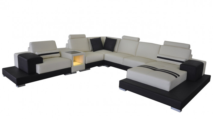 Leather sofa couch living area corner suite design modern sofa U-shape USB
