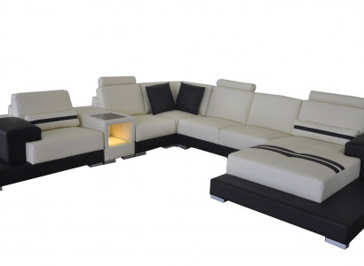 Leather sofa couch living area corner suite design modern sofa U-shape USB