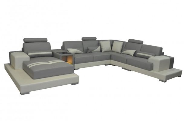 Leather sofa couch living area corner suite design modern sofa U-shape USB