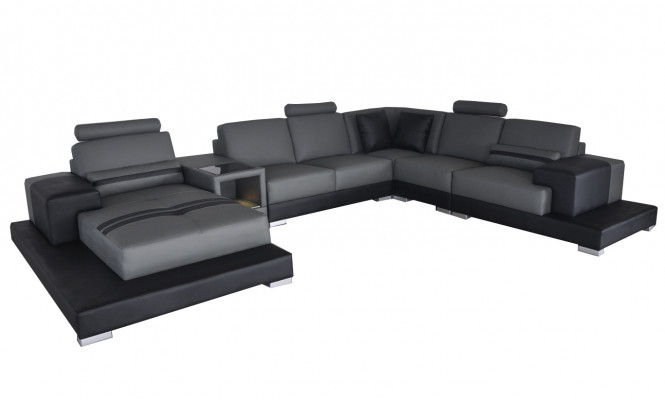 Leather sofa couch living area corner suite design modern sofa U-shape USB