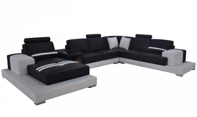 Leather sofa couch living area corner suite design modern sofa U-shape USB