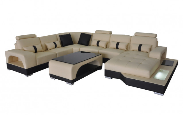Leather Sofa Modern Couch Design Living Landscape + Table Corner Sofas Seat with USB