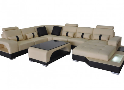 Leather Sofa Modern Couch Design Living Landscape + Table Corner Sofas Seat with USB