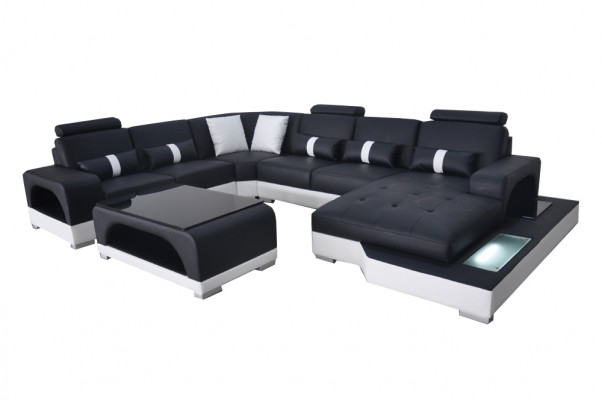 Leather Sofa Modern Couch Design Living Landscape + Table Corner Sofas Seat with USB