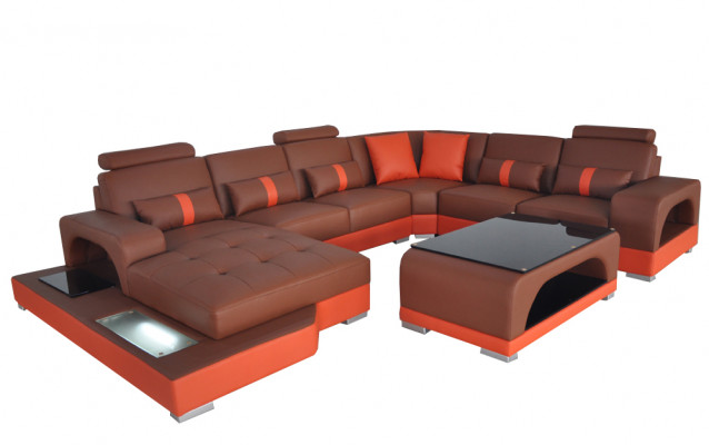 Leather Sofa Modern Couch Design Living Landscape + Table Corner Sofas Seat with USB
