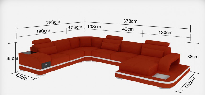 Leather sofa living landscape suite design modern corner sofa U-shape G8013+table