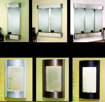 Wall, water, water wall, column, base cabinet, shelving, display cabinet, water walls