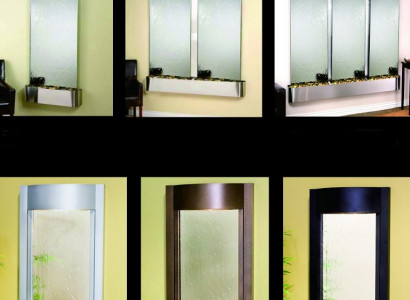 Wall, water, water wall, column, base cabinet, shelving, display cabinet, water walls