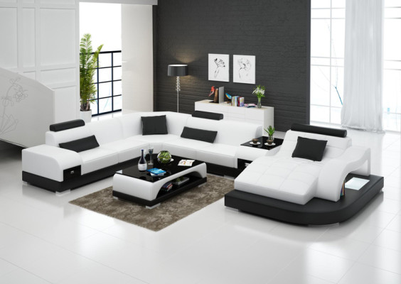 Leather Sofa Modern Seating Couch Design Upholstered Corner Sofas Living Landscape + Table