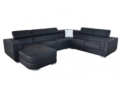 Designer leather upholstered corner sofa, upholstered corner landscape, room leather seat, big.