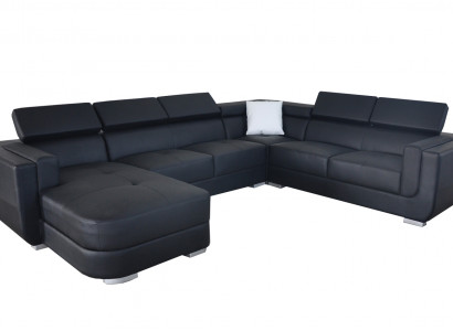 Designer leather upholstered corner sofa, upholstered corner landscape, room leather seat, big.