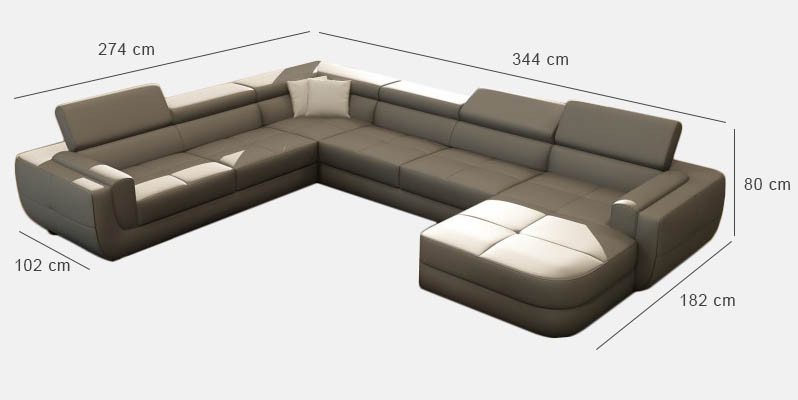 Designer leather upholstered corner sofa, upholstered corner landscape, room leather seat, big.