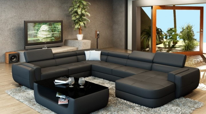Exclusive U-shape designer sofa luxury and elegance with real wood frame