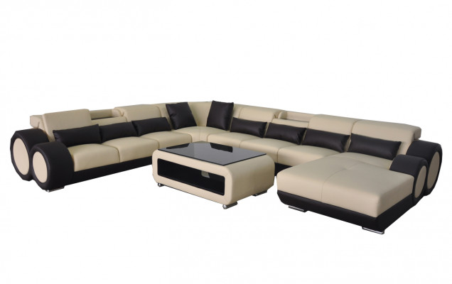 Leather sofa living landscape set design modern corner sofa U-shape G8035+USB
