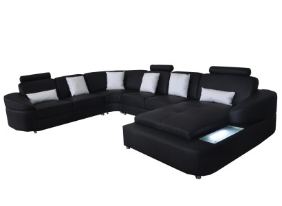 Leather sofa with USB, sectional corner set, modern design U-shaped sofas