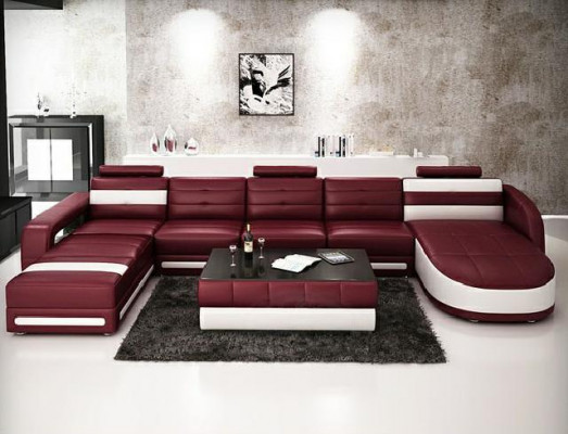 LEATHER SOFA DESIGNER LIVING ROOM SOFA U-SHAPED with USB COLO 3 CORNER SOFA COUCH NEW